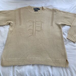 Vintage 90s Polo Ralph Lauren hand knit pwing 92 cream sweater Men’s size M